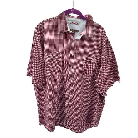 Pronto Uomo mens Red gingham Plaid Button Down Shirt Size 2XL - Picture 6 of 10